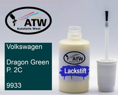 Volkswagen, Dragon Green P. 2C, 9933: 20ml Lackstift, von ATW Autoteile West.